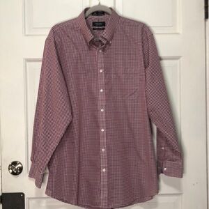 NORDSTROM Smart Care Classic Plaid Gingham Button-Down Shirt Sz 17-34
